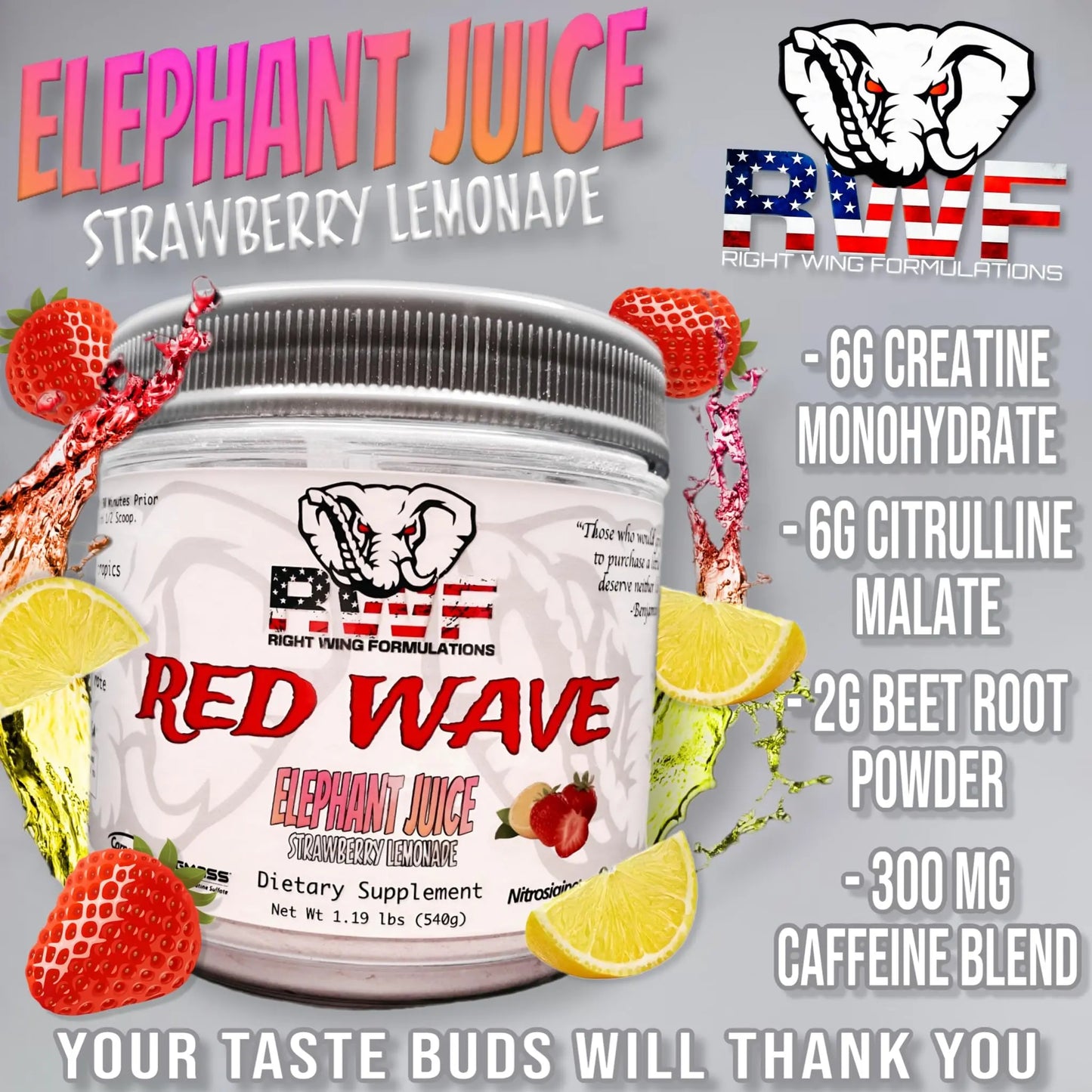 Red Wave Pre Workout Powder With Creatine, Perfect For Men And Women Right Wing Formulations