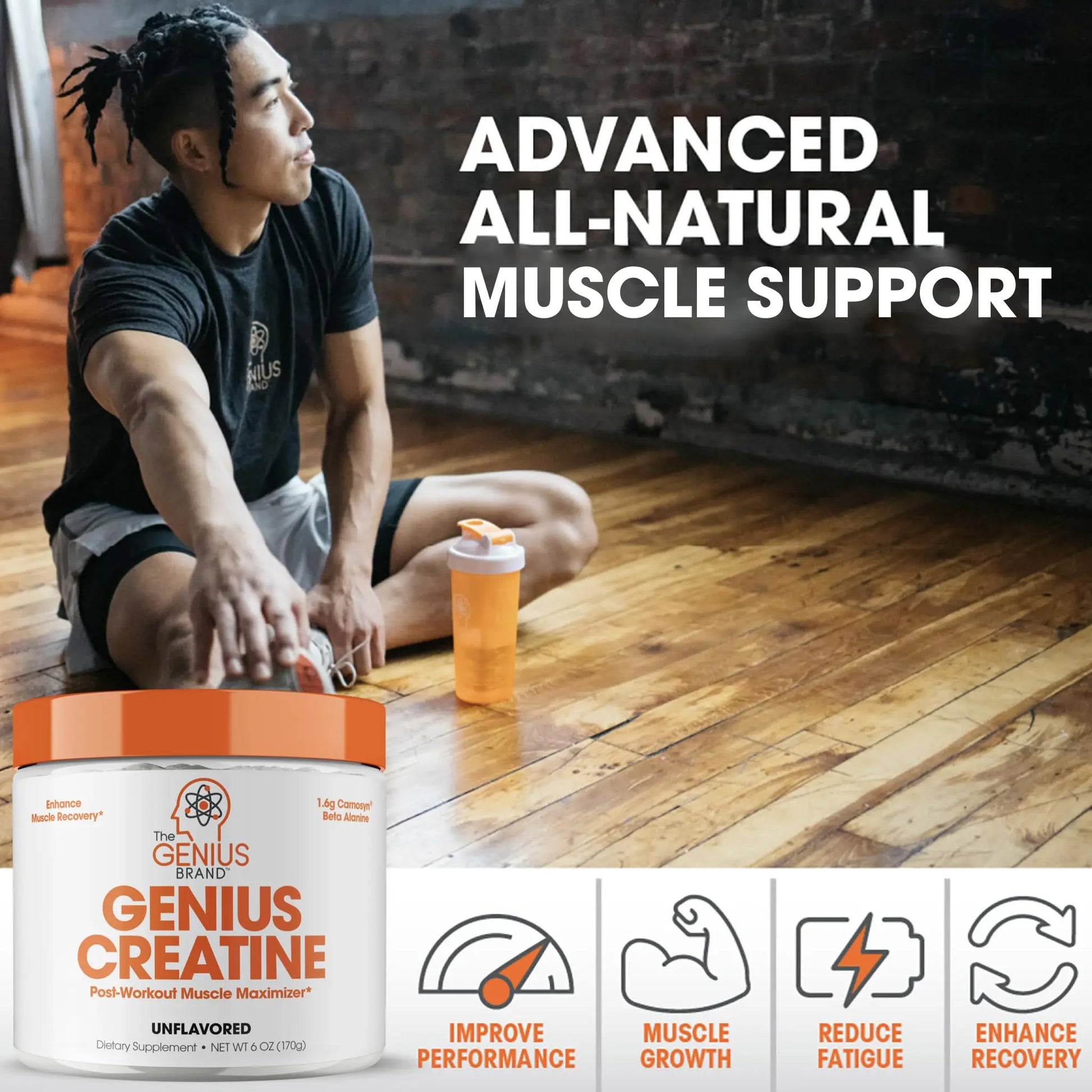 Genius Pre Workout Powder, Blue Razz, and Genius Micronized Creatine Monohydrate The Genius Brand