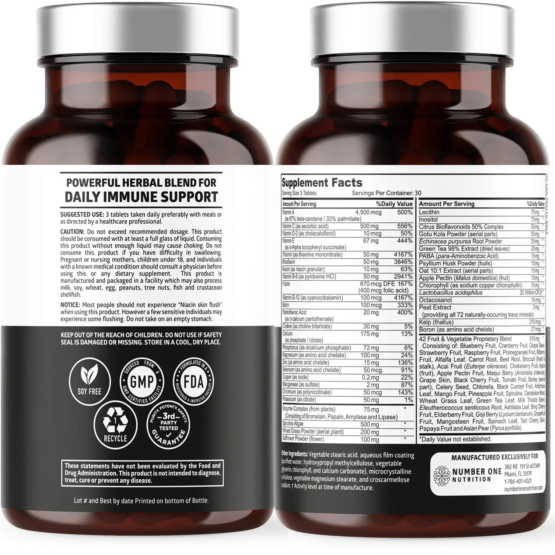 N1N Premium Plant Based Multivitamin [42 Powerful Ingredients] Men & Women Daily Multivitamins with Raw Veggies and Fruits, Probiotics Number One Nutrition