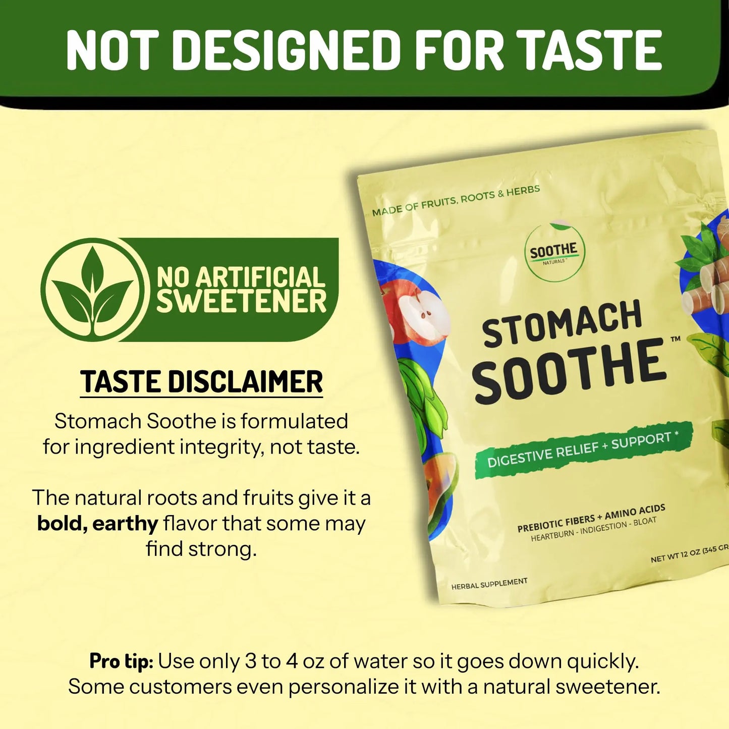 Stomach Soothe Soothe Naturals Acid Reflux Powder - L Glutamine for Gut Health, Acid Reflux Medicine, Leaky Gut Repair, Gut Lining Repair, Stomach Soothe