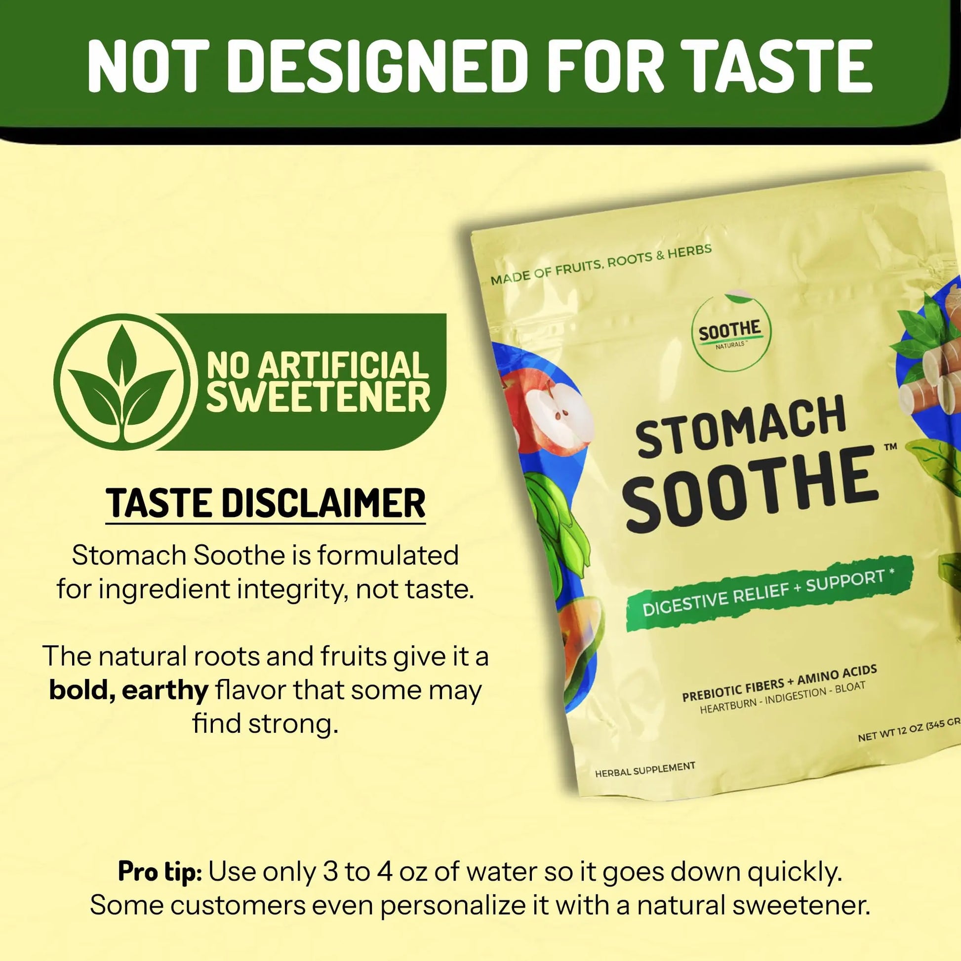 Stomach Soothe Soothe Naturals Acid Reflux Powder - L Glutamine for Gut Health, Acid Reflux Medicine, Leaky Gut Repair, Gut Lining Repair, Stomach Soothe