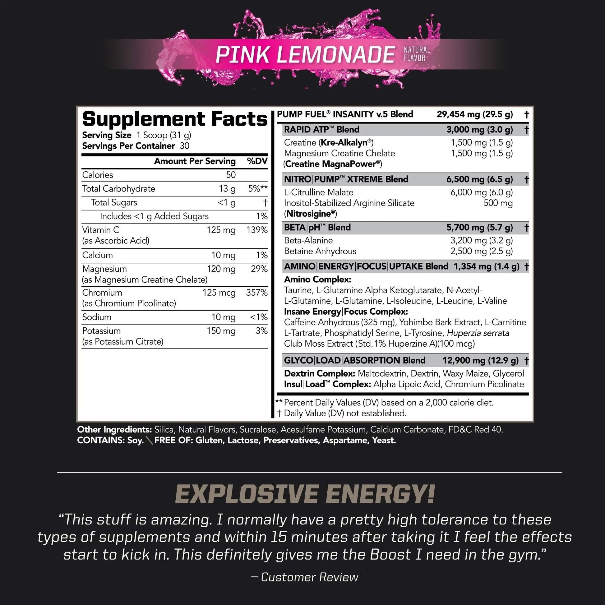 PMD Sports Ultra Pump Fuel Insanity - Pre Workout – Pink Lemonade (30 Servings) Sports PMD