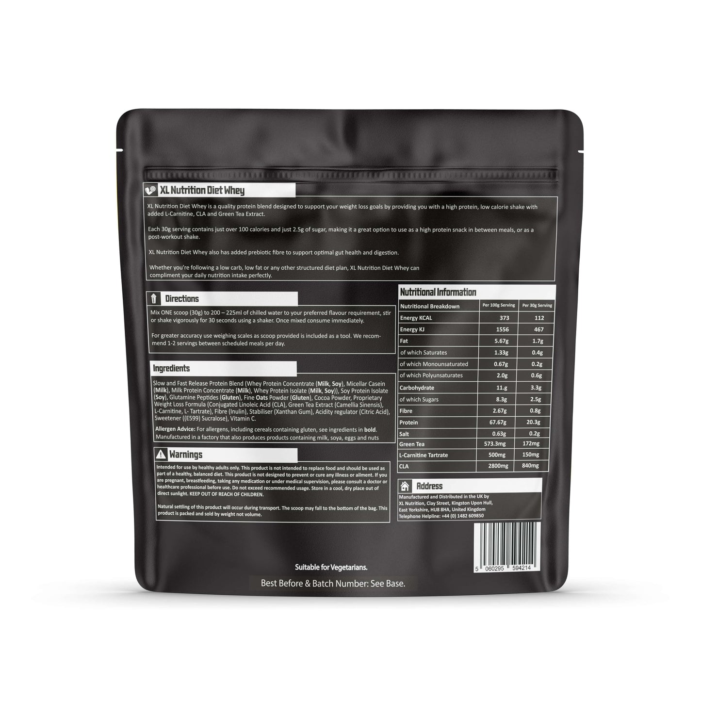 XL Nutrition Xtra Diet Whey Protein | 112 Calories | with Added L Carnitine and Green Tea Extract XL Nutrition