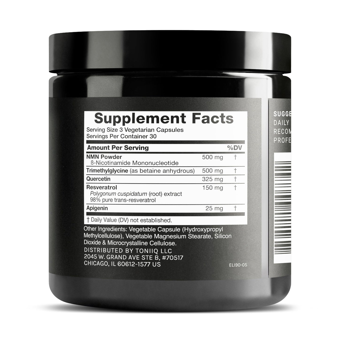 1500mg NMN Supplement with Resveratrol – High Potency Nicotinamide Mononucleotide 500mg with Trimethylglycine, Quercetin, Resveratrol & Apigenin – Pure NMN Capsules – Third-Party Tested – 30 Servings ToniiqBuy Supplements Australia