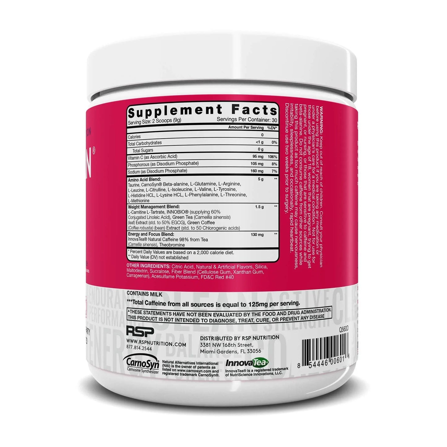 RSP NUTRITION AminoLean Pre Workout Energy (Fruit Punch 30 Servings) with AminoLean RSP NUTRITION