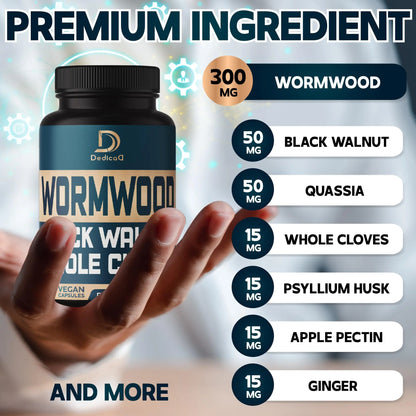 DEDICAD 12in1 Wormwood Black Walnut Clove Capsules - Immune, and Mood Support - 3 Month Supply - 90 Vegan Capsules DEDICAD buy supplements Au