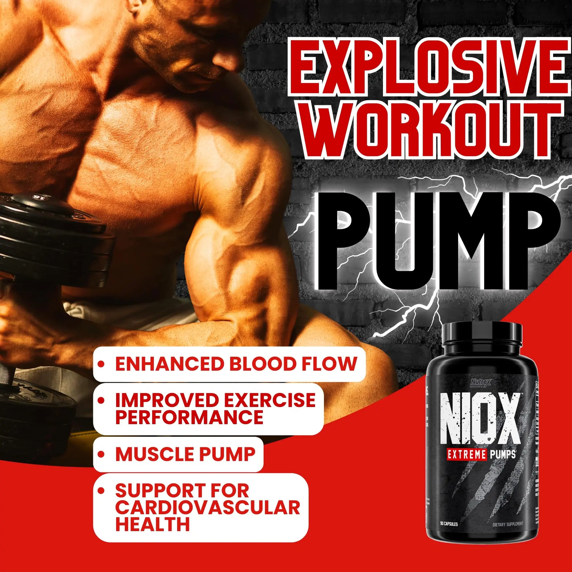 Nutrex Research NIOX Extreme Pumps - 180-Count Pre-Workout Pump Supplement Nutrex Research