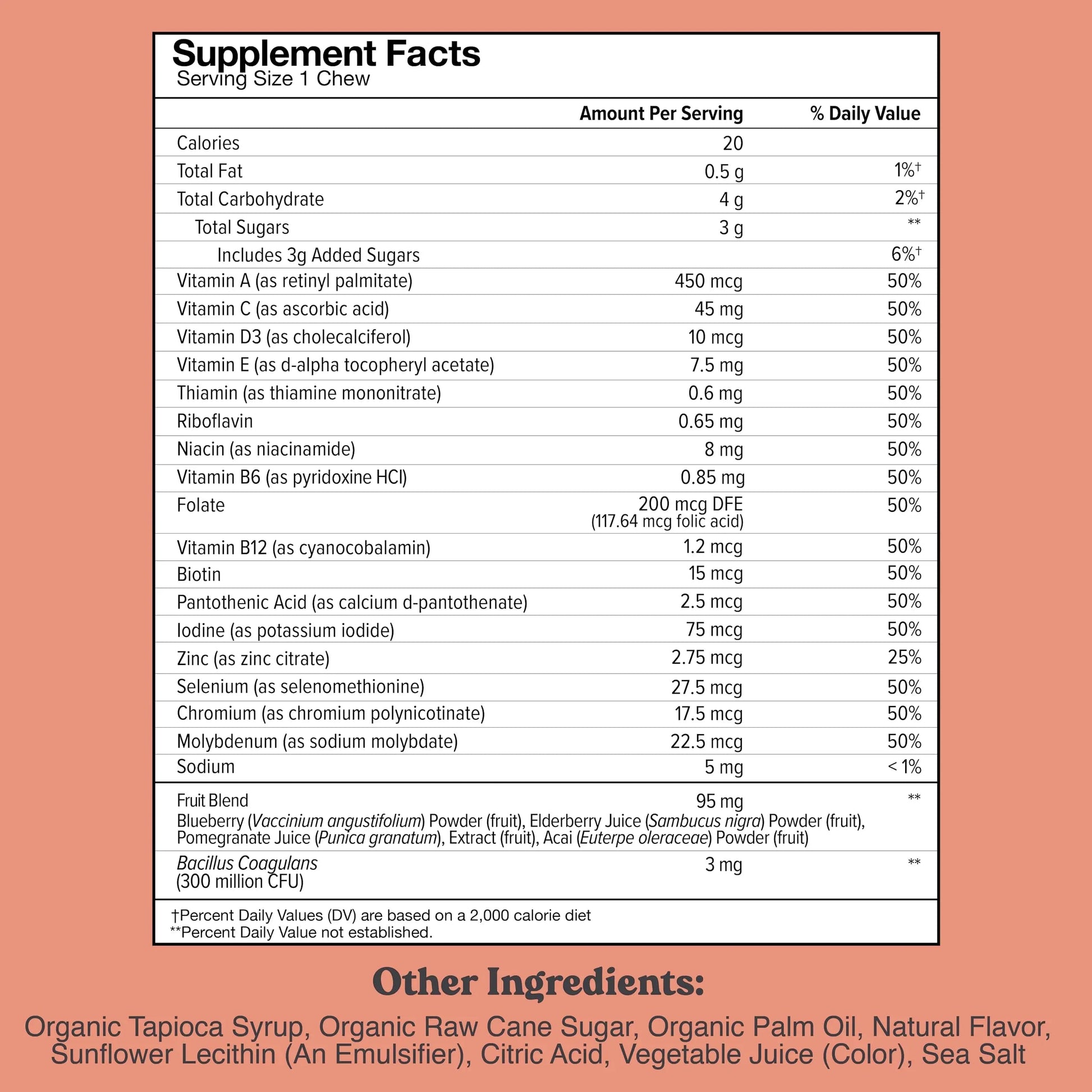 Chewsy Kids’ Multivitamin, Delicious Candy-Style Daily Vitamin Chews + Probiotics + Superfoods, Wild Berry Flavor Chewable Fruity Supplement Chews CHEWSY
