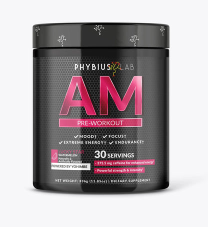 PHYBIUS Lab AM Pre-Workout (Sour Watermelon) Focus, Strength, Powder, 30 Servings PHYBIUS Lab