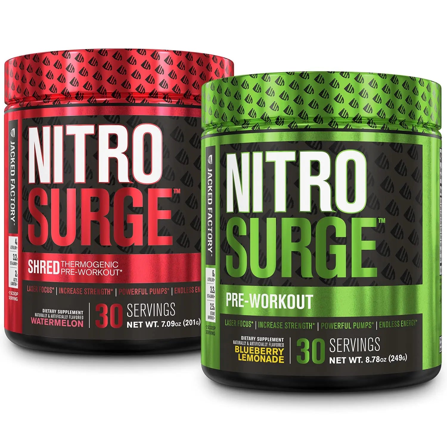 Jacked Factory Nitrosurge Pre-Workout in Blueberry Lemonade & Watermelon Nitrosurge Jacked Factory