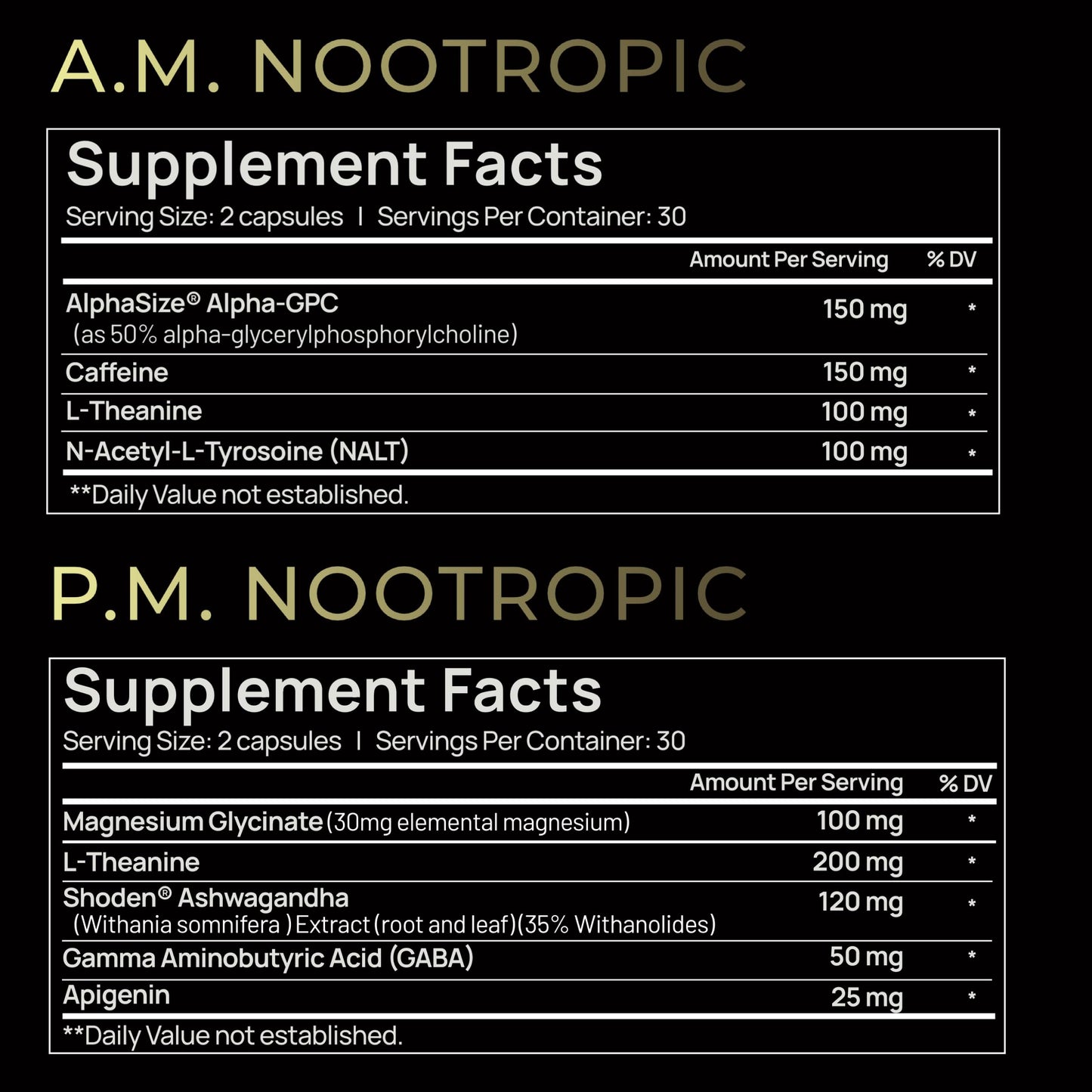 AMPM Nootropic Total Focus + Calm 9X Strength w. Caffeine, L-Theanine, Alpha GPC, L-Tyrosine, Ashwagandha - X-Release Energy Pills Nootropics Brain Support Supplements for Memory and Focus Supplement TERRA ELMNTBuy Supplements Australia