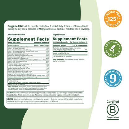 MegaFood Prenatal Vitamin & Minerals + Magnesium Supplement Daily Pack MegaFood