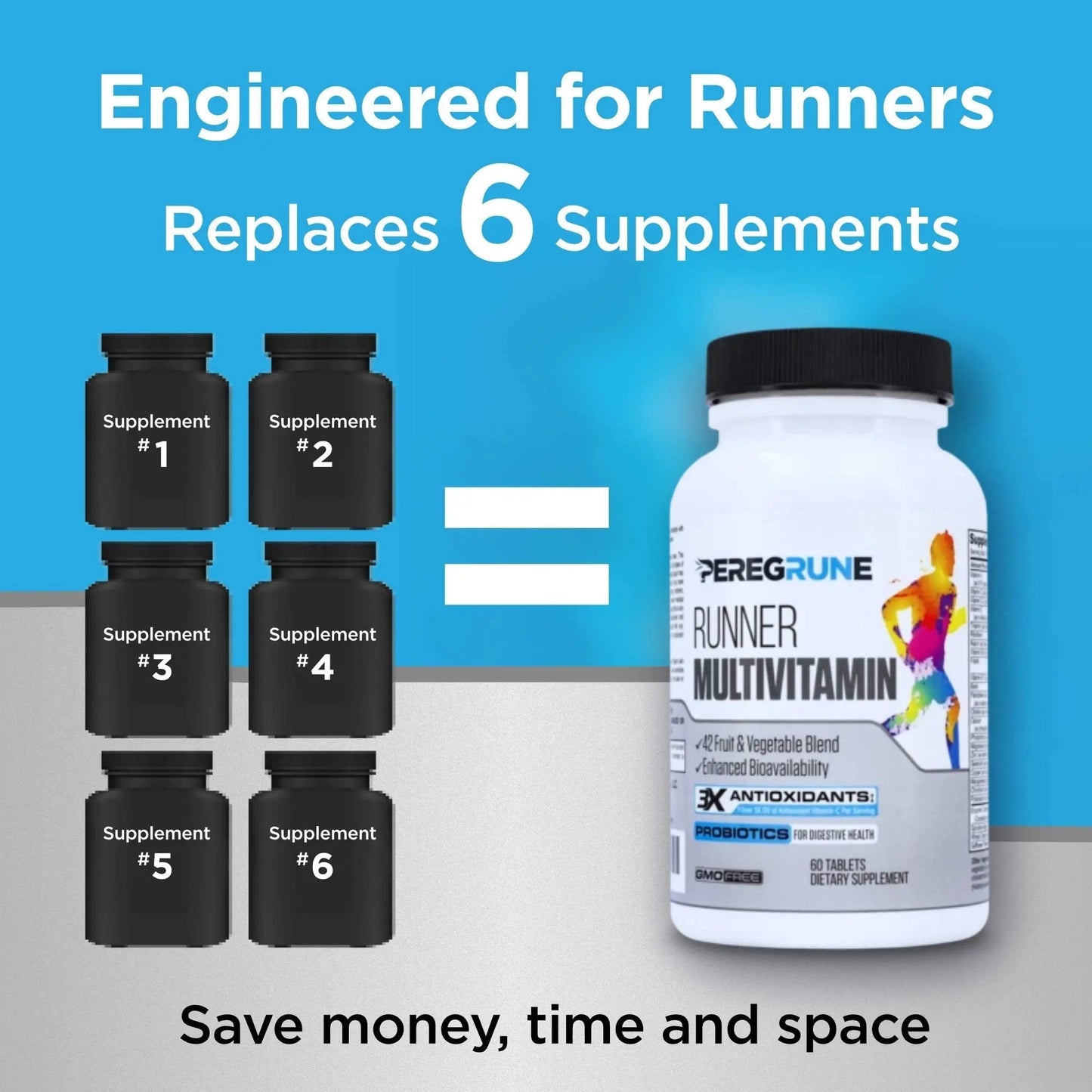 PEREGRUNE Runner Multivitamin | Engineered Vitamin with Antioxidants and Complete B Complex to Support Endurance & Energy | PEREGRUNEBuy Supplements Australia