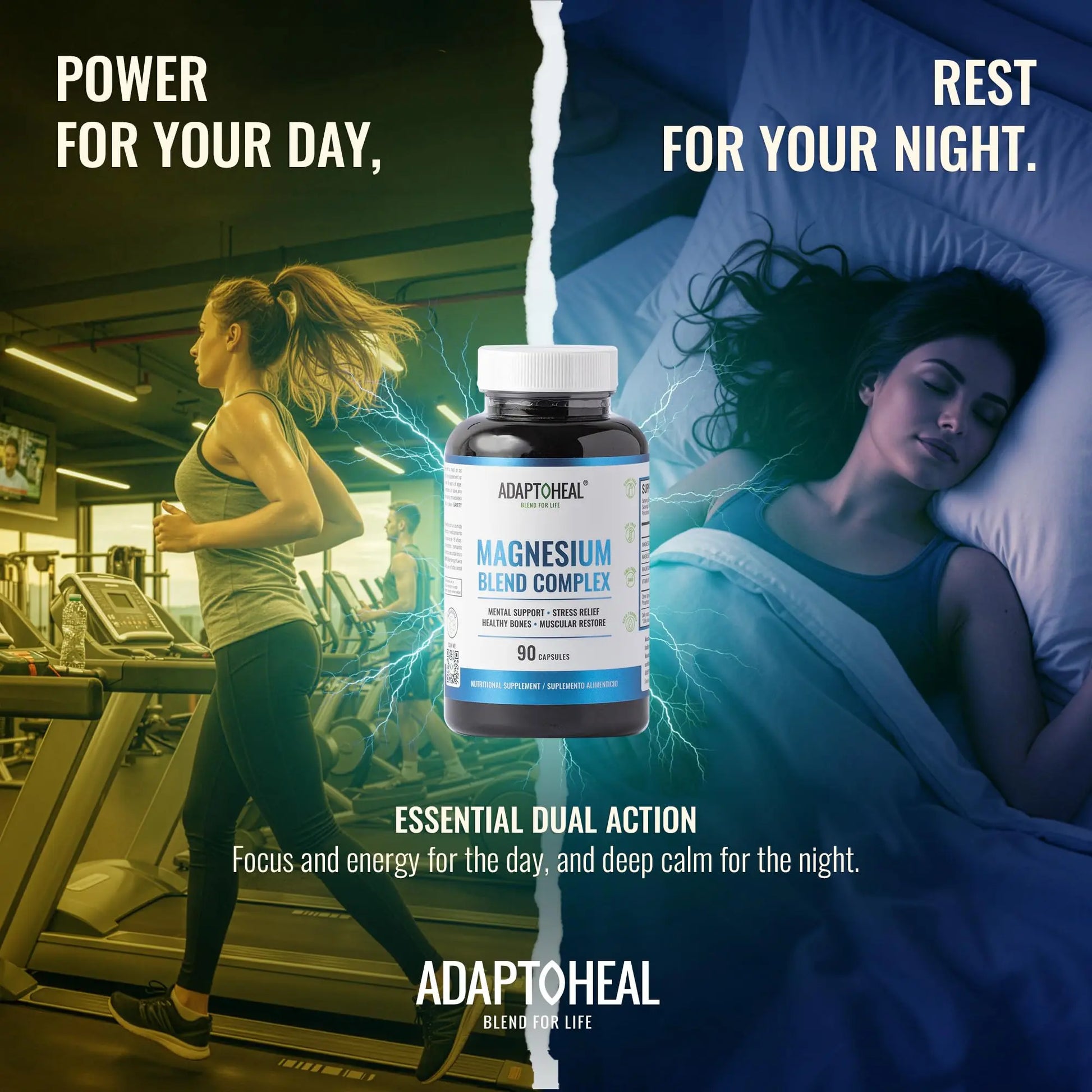 ADAPTOHEAL Magnesium Complex – Glycinate, Malate & Citrate with Vitamin B6, Sleep Support, Stress Relief, Muscle Relaxation, Nervous System Support – 90 Capsules ADAPTOHEAL buy supplements Au