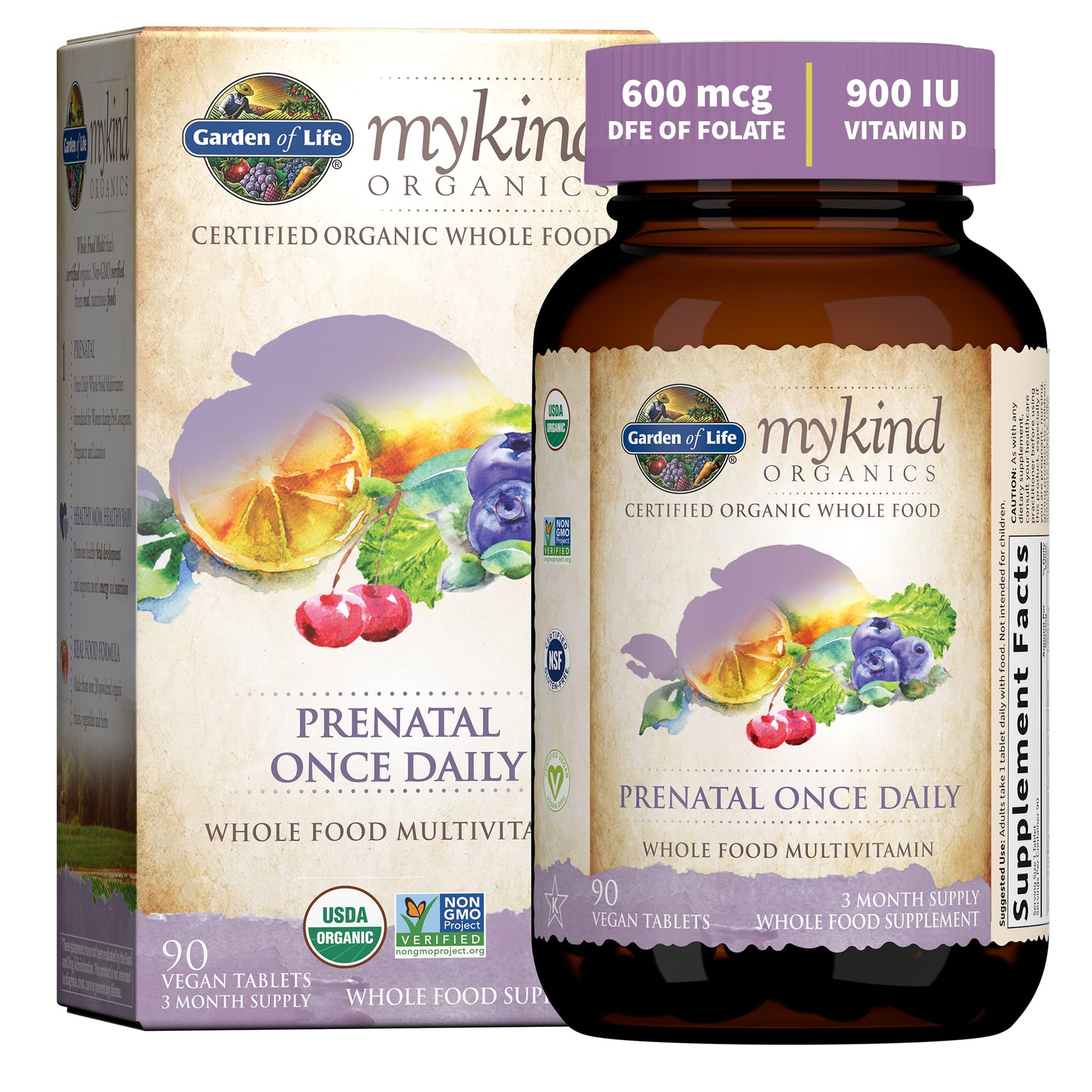 Garden of Life Organics Prenatal Vitamin: Folate for Energy & Healthy Fetal Development & Prenatal DHA Garden of Life
