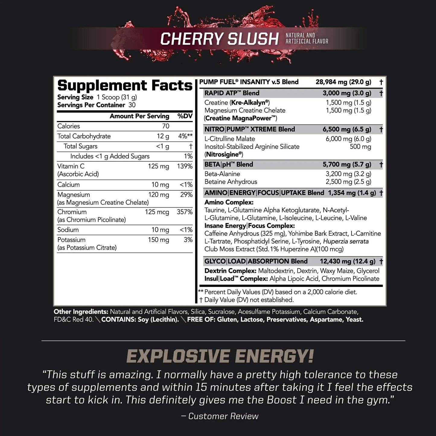 PMD Sports Ultra Pump Fuel Insanity - Pre Workout – Cherry Slush (30 Servings) PMD