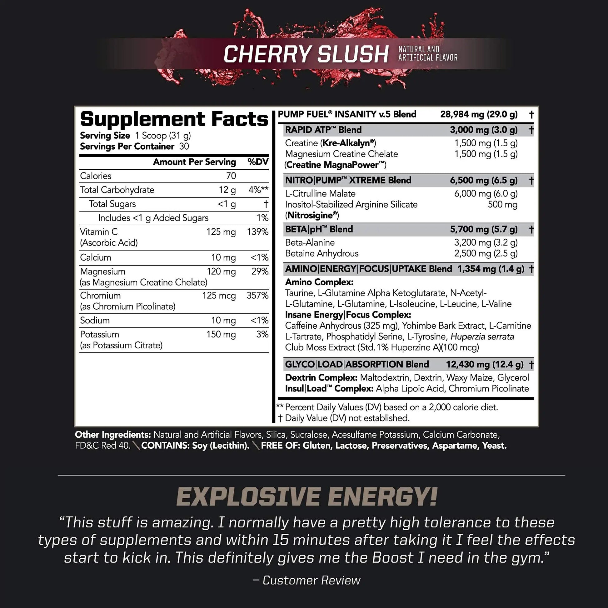 PMD Sports Ultra Pump Fuel Insanity - Pre Workout – Cherry Slush (30 Servings) PMD