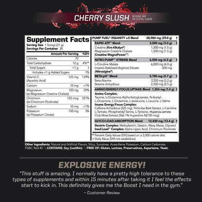 PMD Sports Ultra Pump Fuel Insanity - Pre Workout – Cherry Slush (30 Servings) PMD