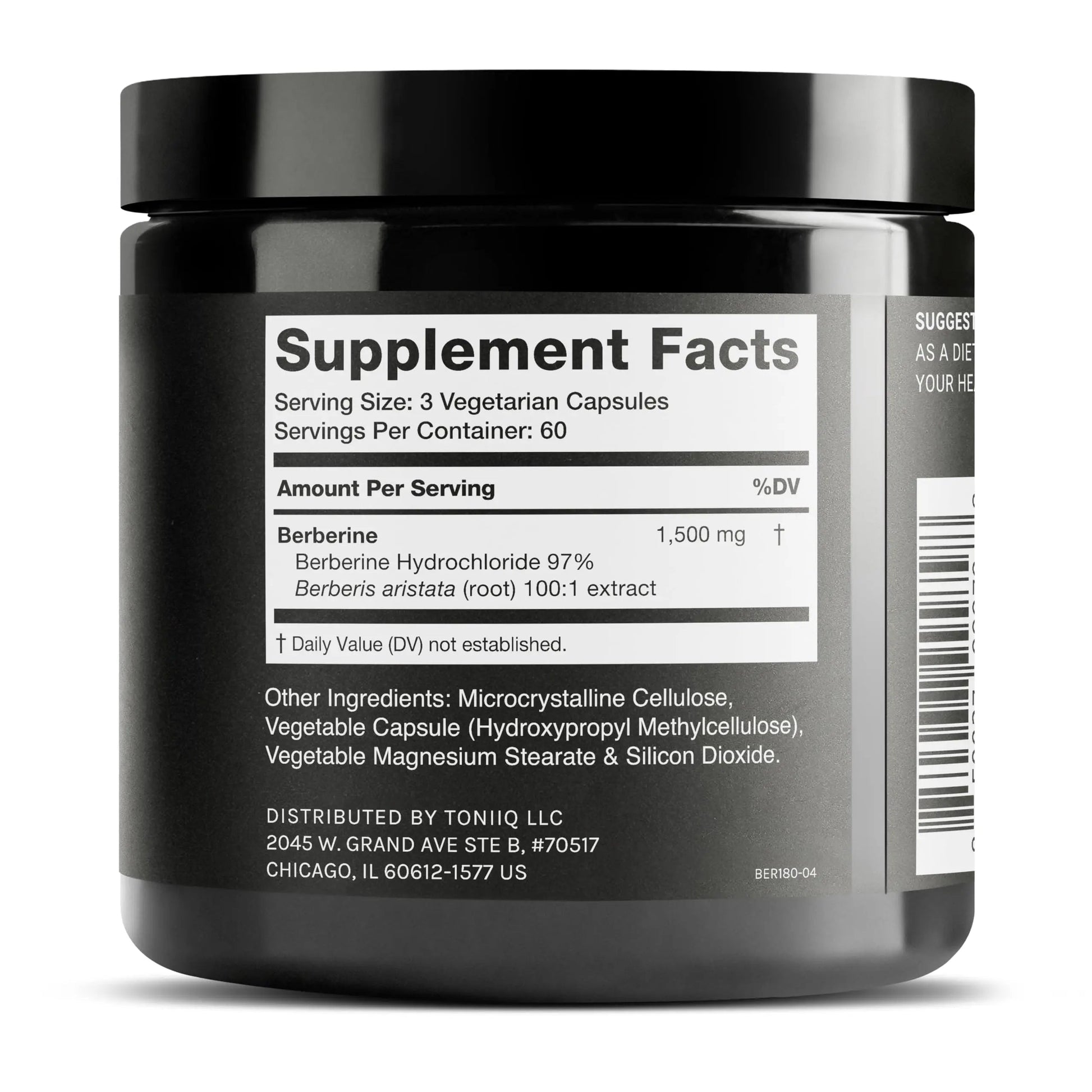 Toniiq Ultra High Strength Berberine HCl from The Himalayas - 100:1 Concentrated Extract - Lab-Tested 97% Berberine HCl - 180 Vegetarian Capsules, 1500 mg per Serving Toniiq buy supplements Au