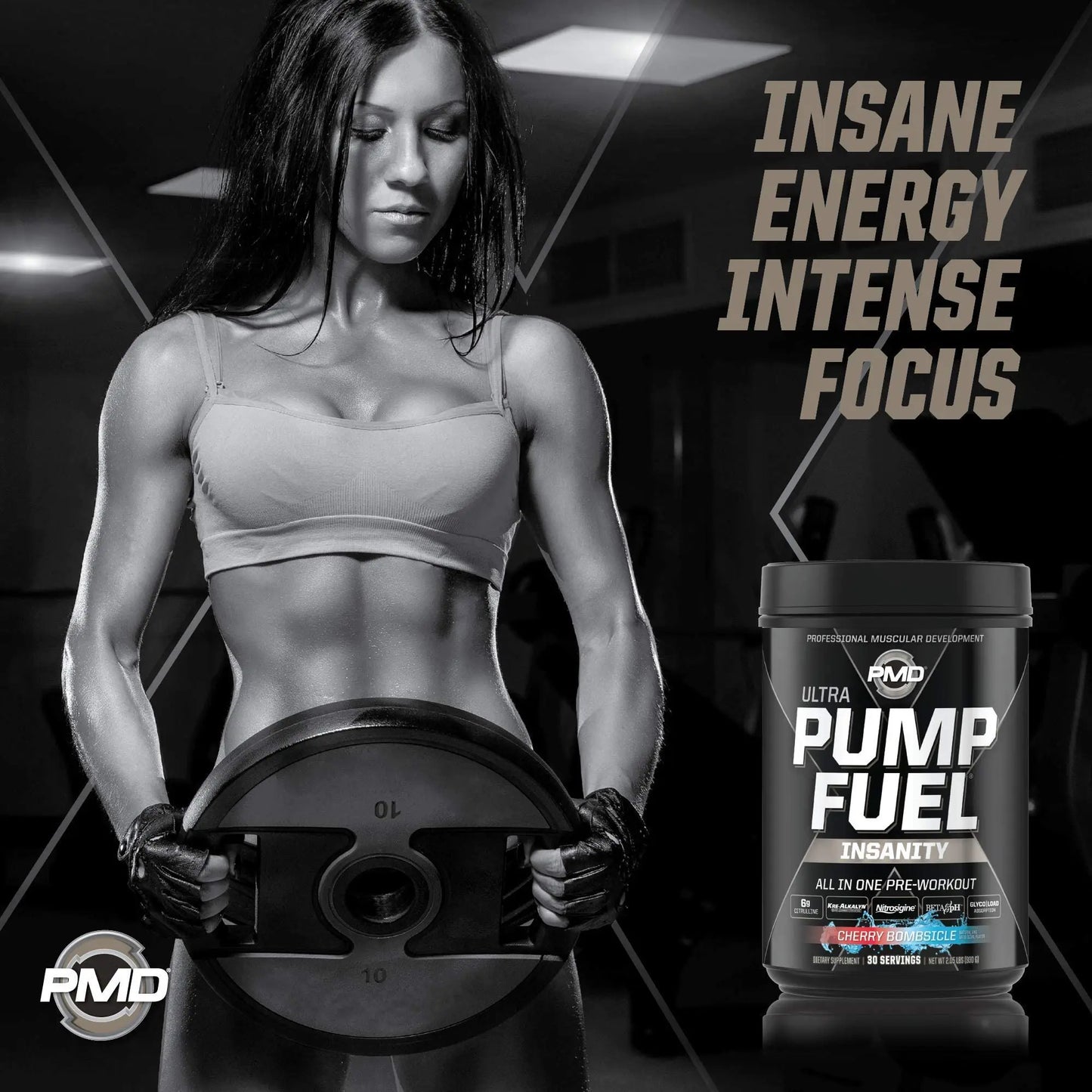 PMD Sports Ultra Pump Fuel Insanity - Pre Workout – Cherry Bombsicle (30 Servings) PMD