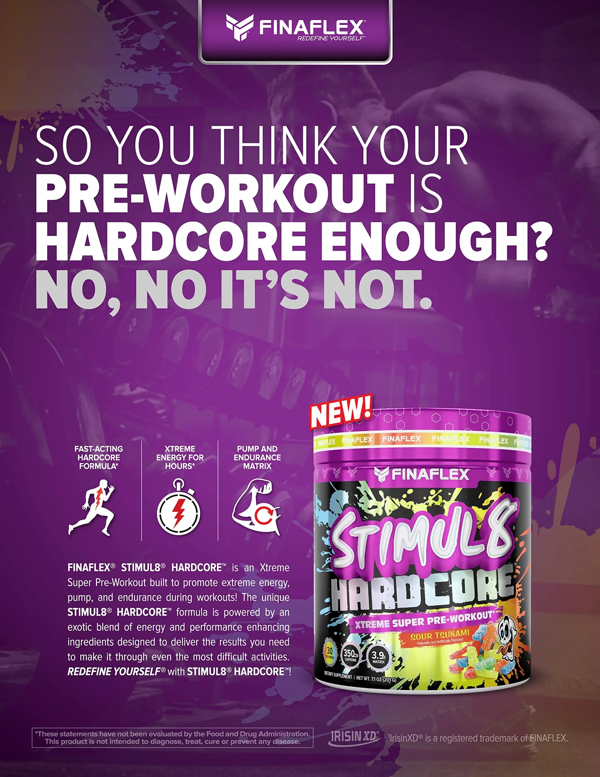 FINAFLEX STIMUL8 Hardcore, Grape Escape - Extreme Energy, Strength & Endurance FINAFLEX