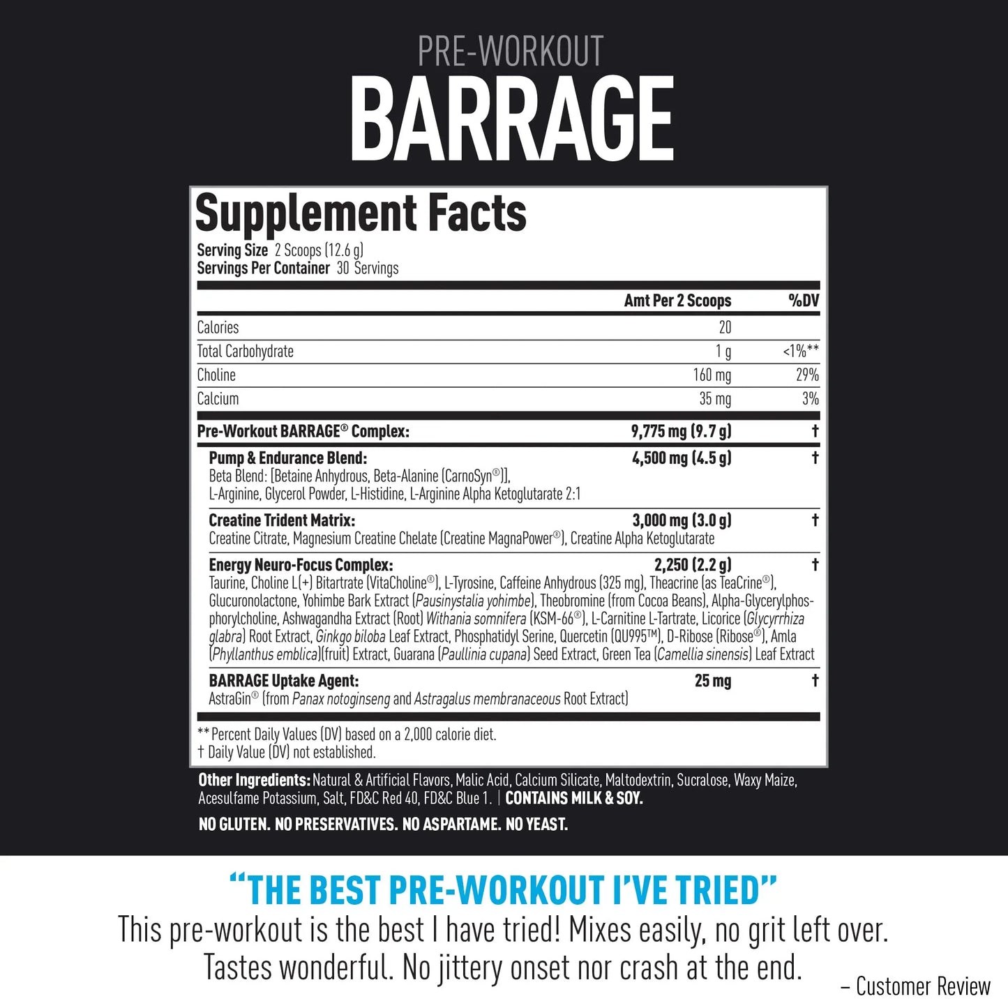 (CORE)ACTIVE Barrage Pre Workout Powder - Preworkout for Women & Men, Creatine (CORE)ACTIVE