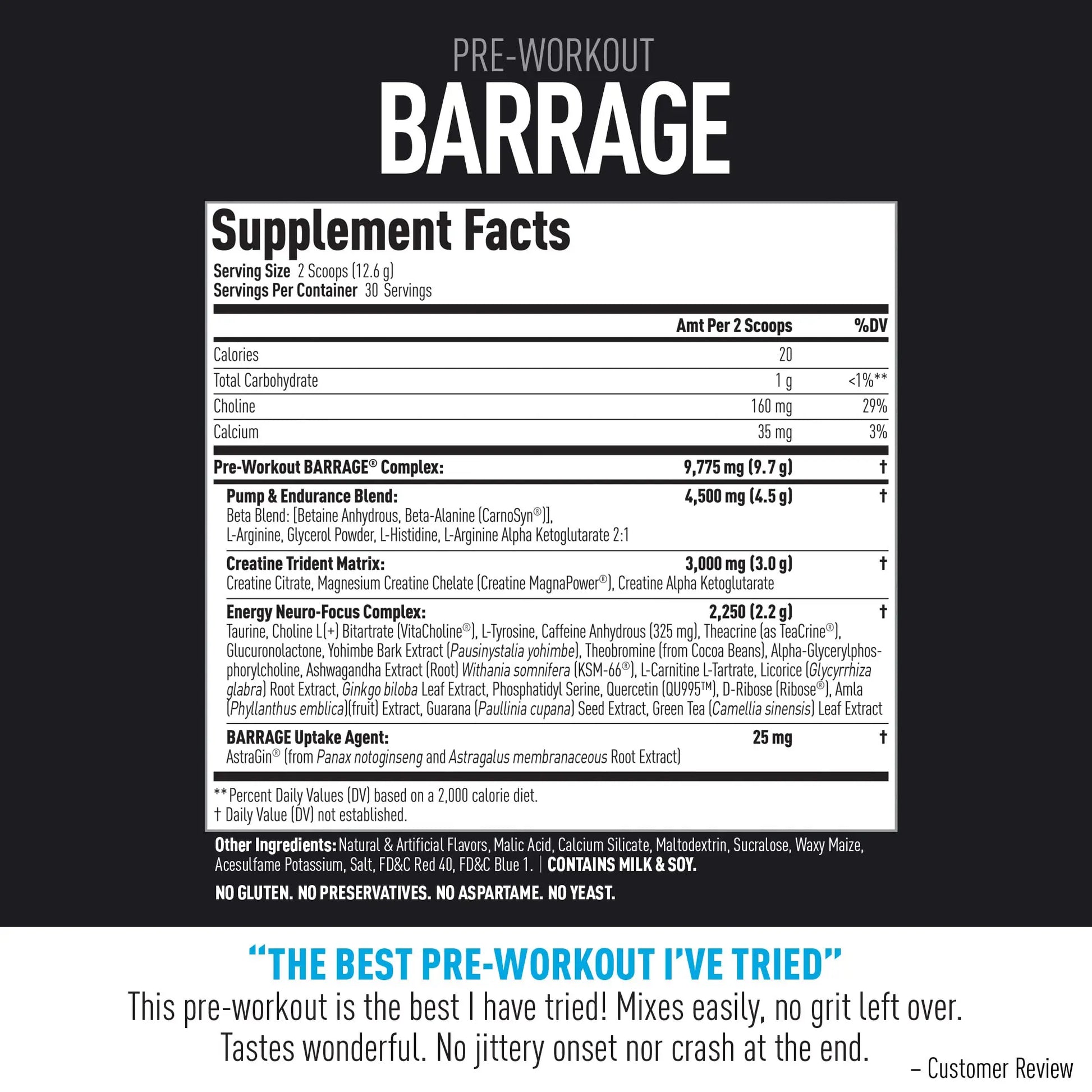 (CORE)ACTIVE Barrage Pre Workout Powder - Preworkout for Women & Men, Creatine (CORE)ACTIVE
