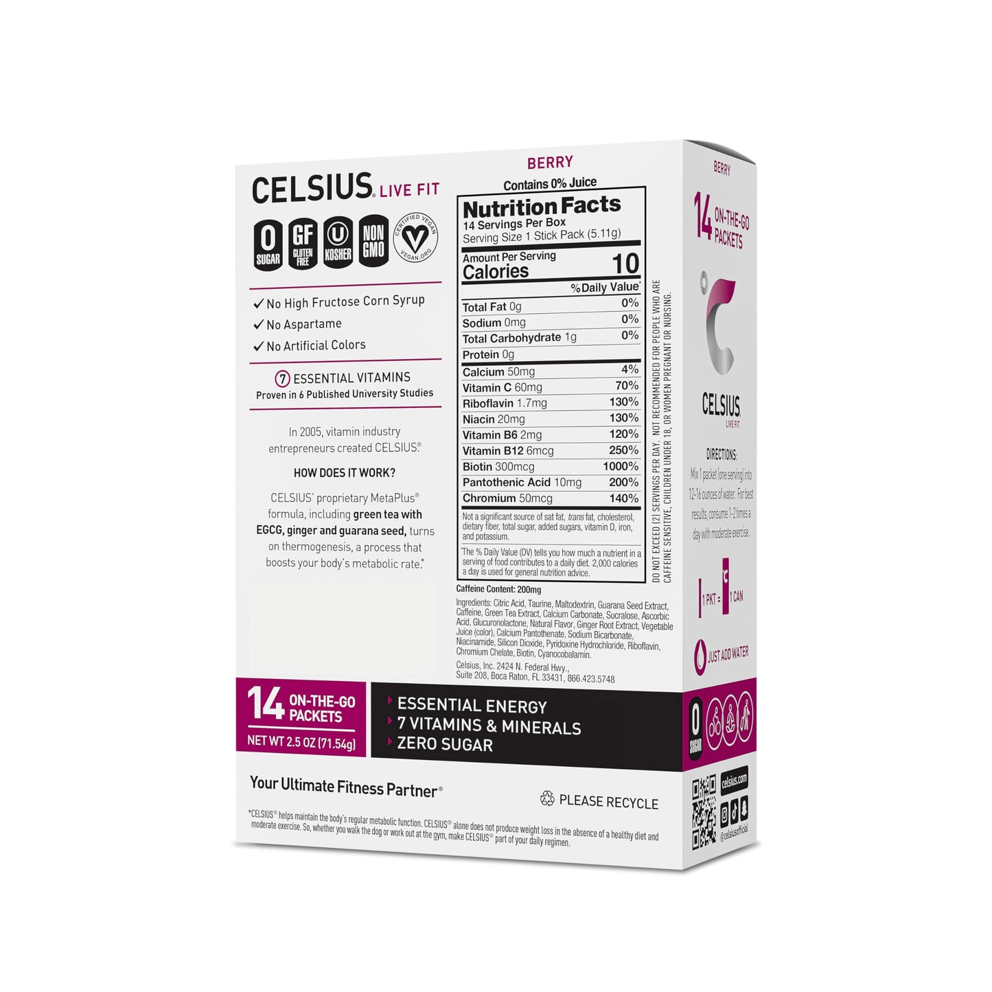 CELSIUS On-the-Go Powder Stick Packs, Zero Sugar (14 Sticks per Pack), Berry, 2.5 Ounce CELSIUSBuy Supplements Australia