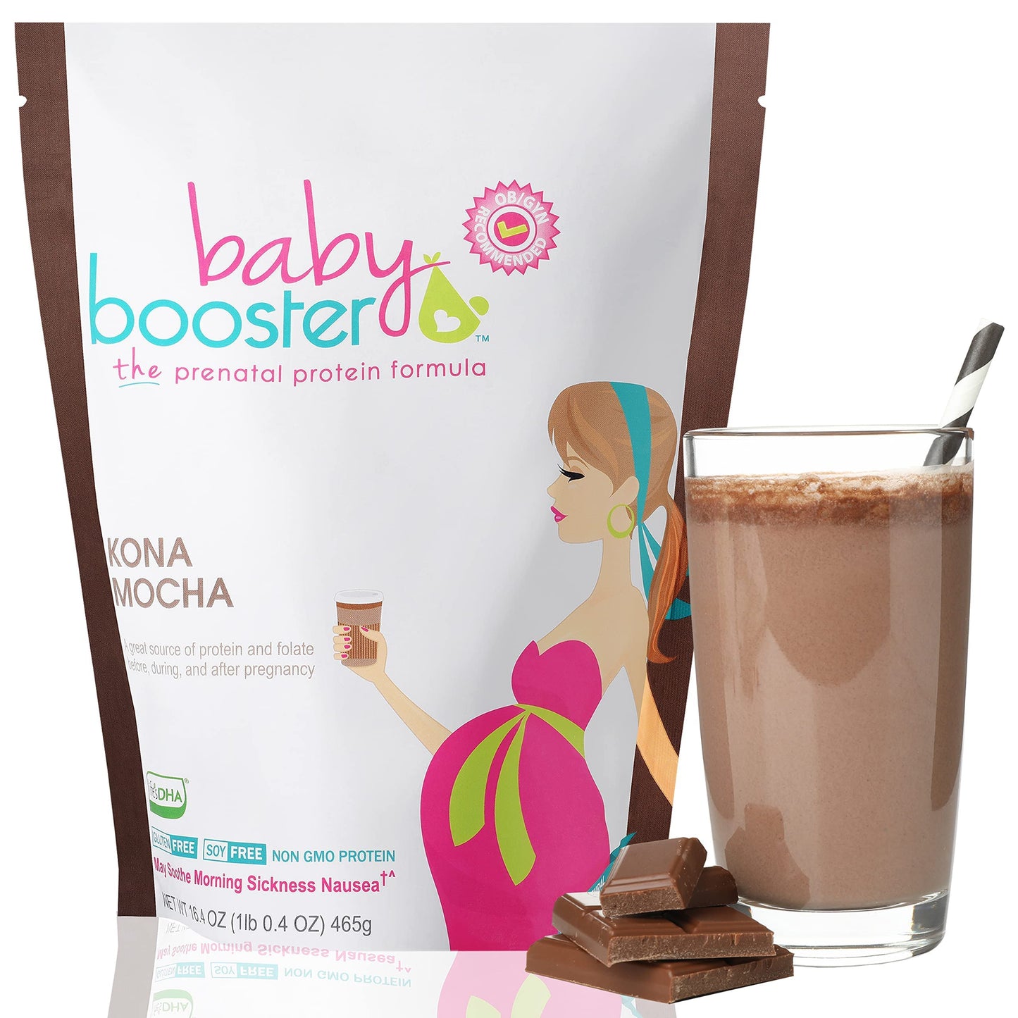 Baby Booster Prenatal Vitamin Supplement Shakes, Kona Mocha and Tahitian Vanilla Baby Booster