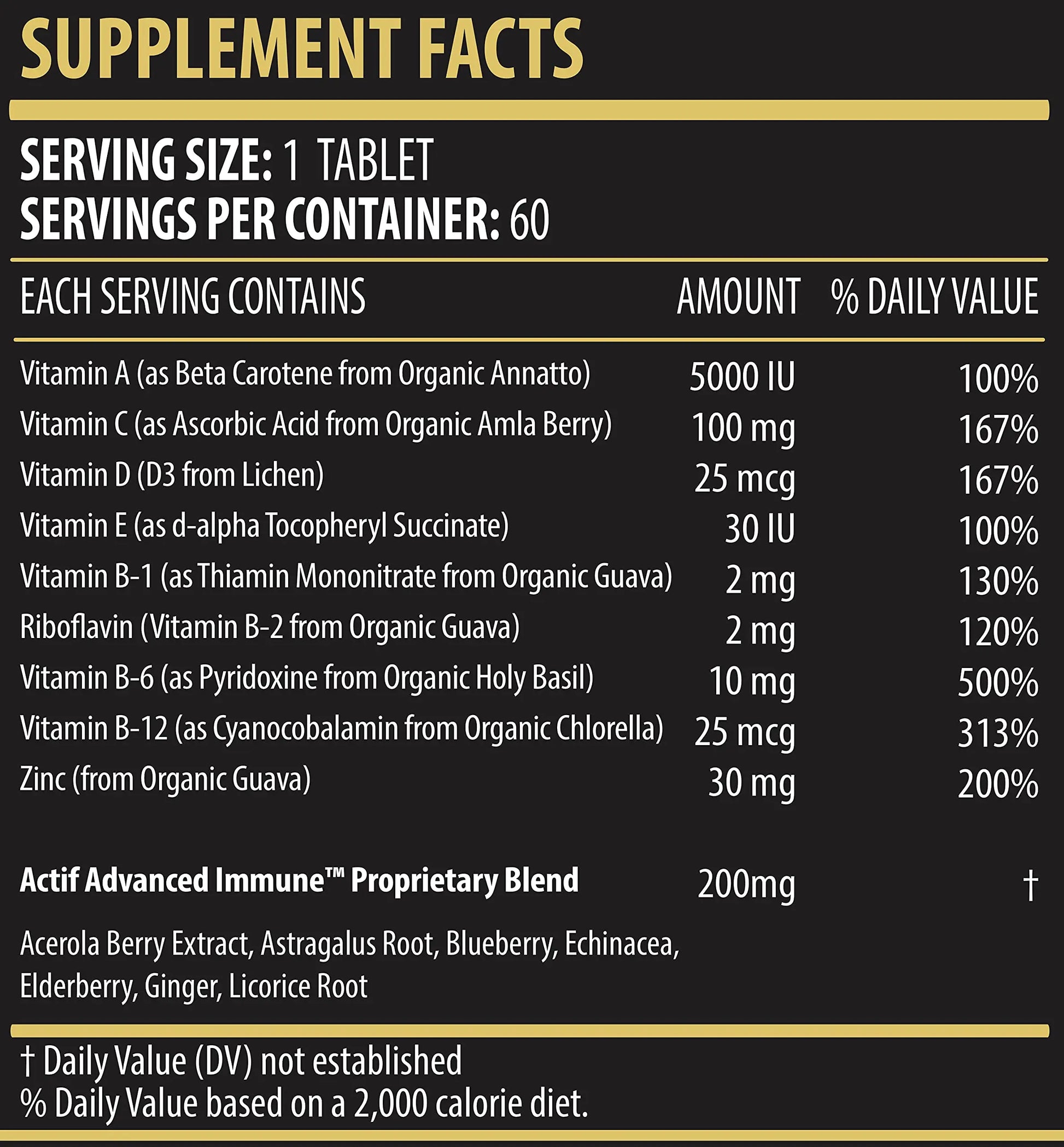 Actif Advanced Immune Support with 10+ Factors for Immunity Booster - 100% Natural, Non-GMO, 60 count ACTIF buy supplements Au