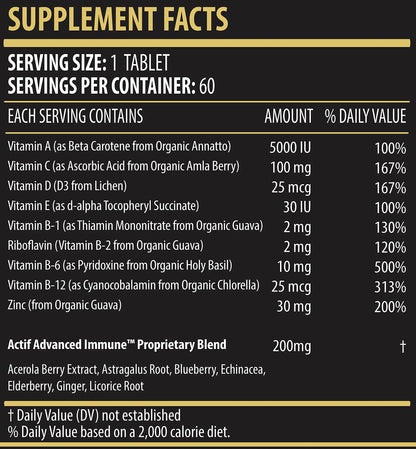 Actif Advanced Immune Support with 10+ Factors for Immunity Booster - 100% Natural, Non-GMO, 60 count ACTIF buy supplements Au