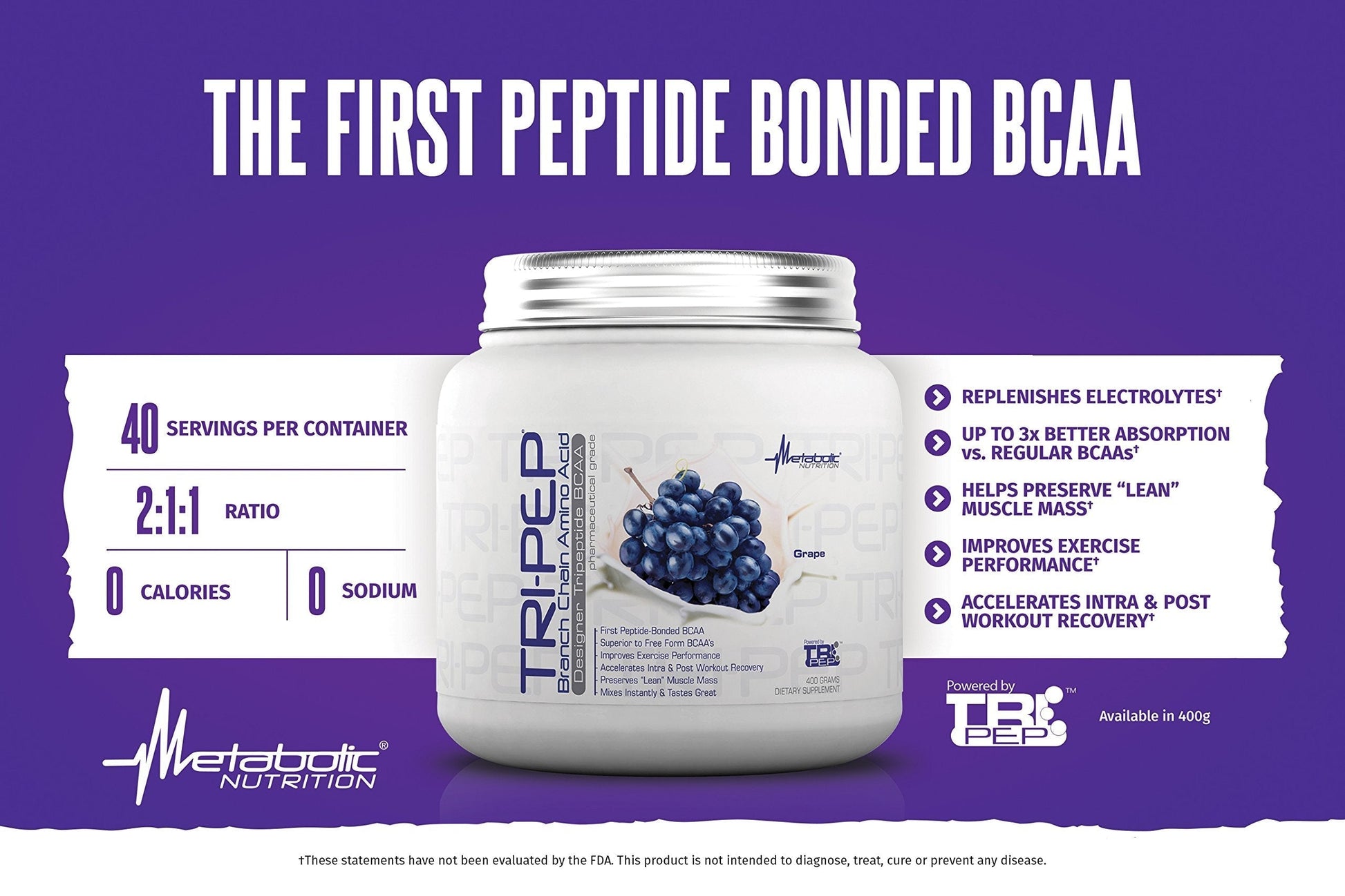 Metabolic Nutrition | TRIPEP - Tri-Peptide Branch Chain Amino Acid, BCAA Powder Metabolic NutritionBuy Supplements Australia