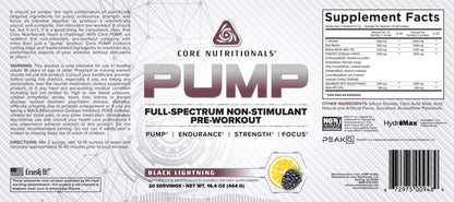 Core Nutritionals Pump Full-Spectrum Non-Stimulant Pre-Workout, with N03T Nitrate Core Nutritionals