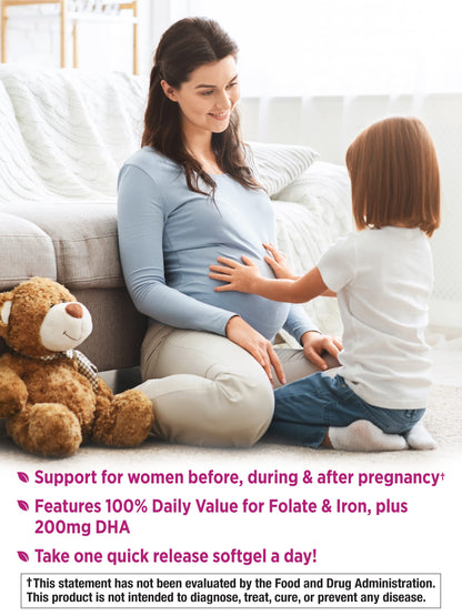 Prenatal Vitamins with DHA and Folic Acid | 60 Softgels | Non-GMO & Gluten Free Supplement Nature's Truth