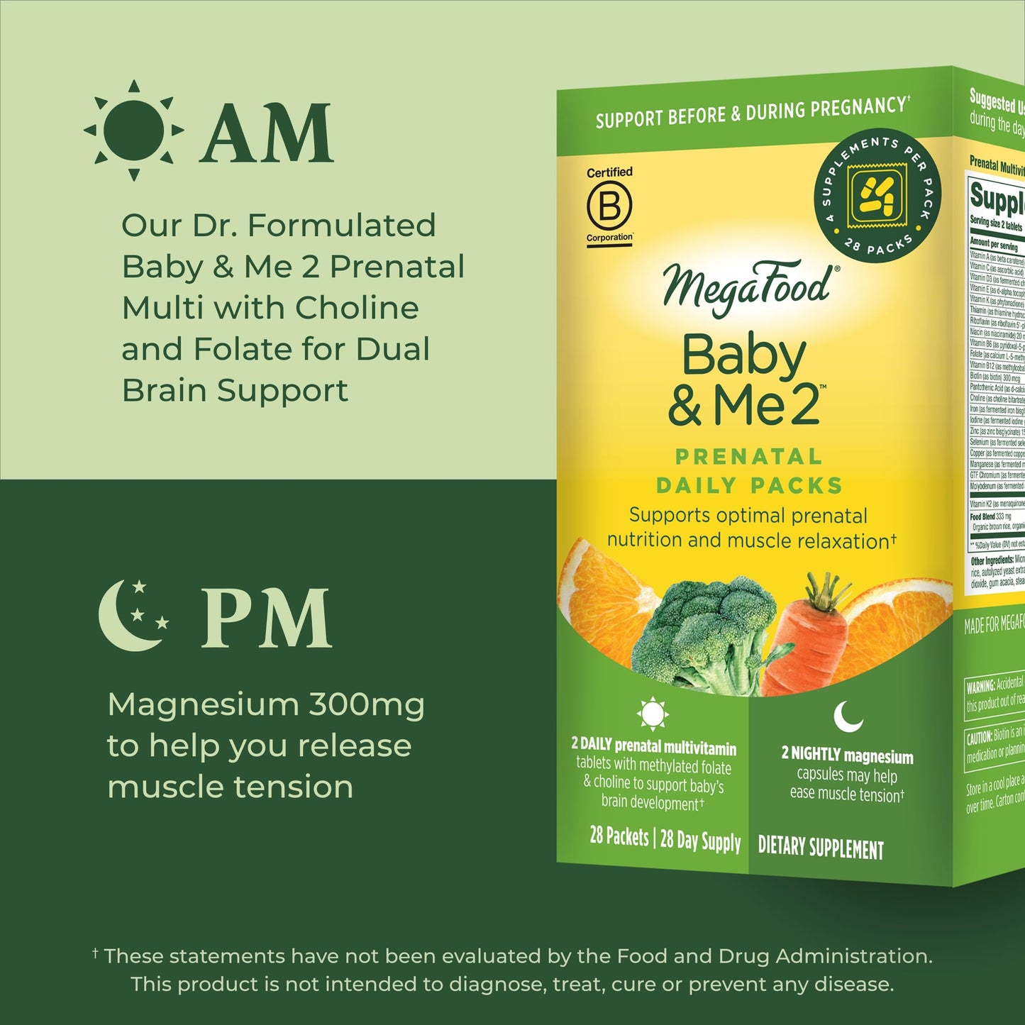 MegaFood Prenatal Vitamin & Minerals + Magnesium Supplement Daily Pack MegaFood
