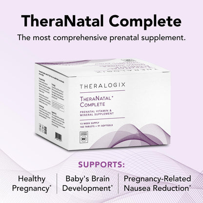 Theralogix TheraNatal Complete Prenatal Vitamin Supplement - 91-Day Supply - with DHA Theralogix