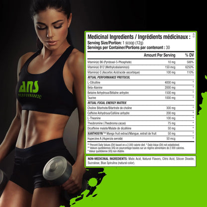 ANS Performance Ritual Pre Workout (30 Servings, 12.7 oz) - Complete Preworkout Formula ANS Performance
