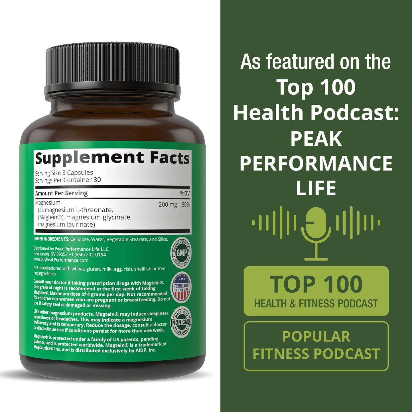 3 in 1 Advanced Magtein Magnesium Complex Capsules with Clinically Tested Magnesium L-Threonate, Glycinate & Taurinate. High Absorption & Bioavailability. Support Brain, Focus & Memory. 90 Vegan Pills Peak PerformanceBuy Supplements Australia