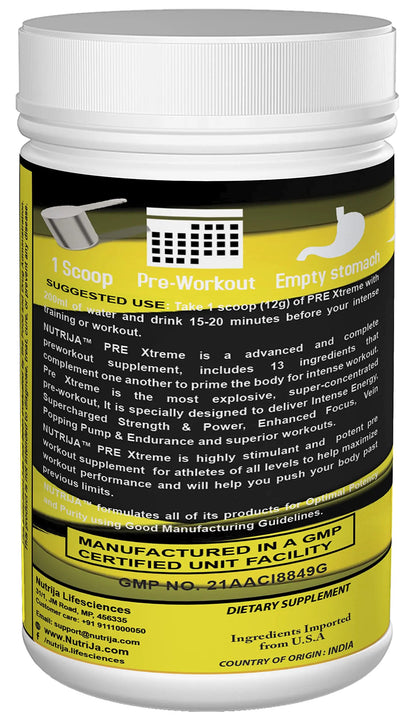 NutriJa Pre Xtreme - Pre Workout Supplement - 30 Servings (Tangy Orange) NutriJa