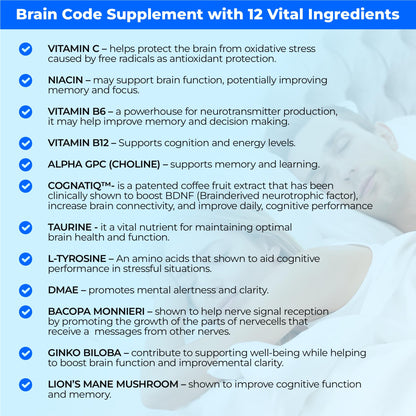 HerbaMe Brain Code Nootropic Brain Supplement for Memory and Focus | Supports Cognitive Health & Mental Clarity, Enhance Concentration | 90 Capsules HerbaMeBuy Supplements Australia