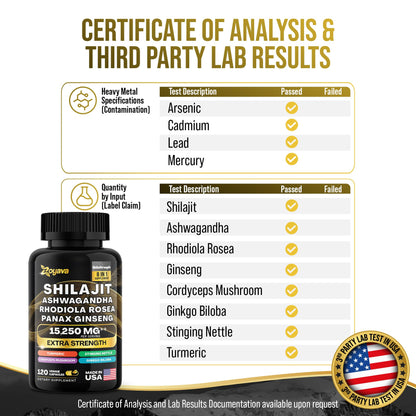 Zoyava Shilajit 9000MG Radiant Health Blend Ashwagandha 2000MG Rhodiola Rosea Zoyava