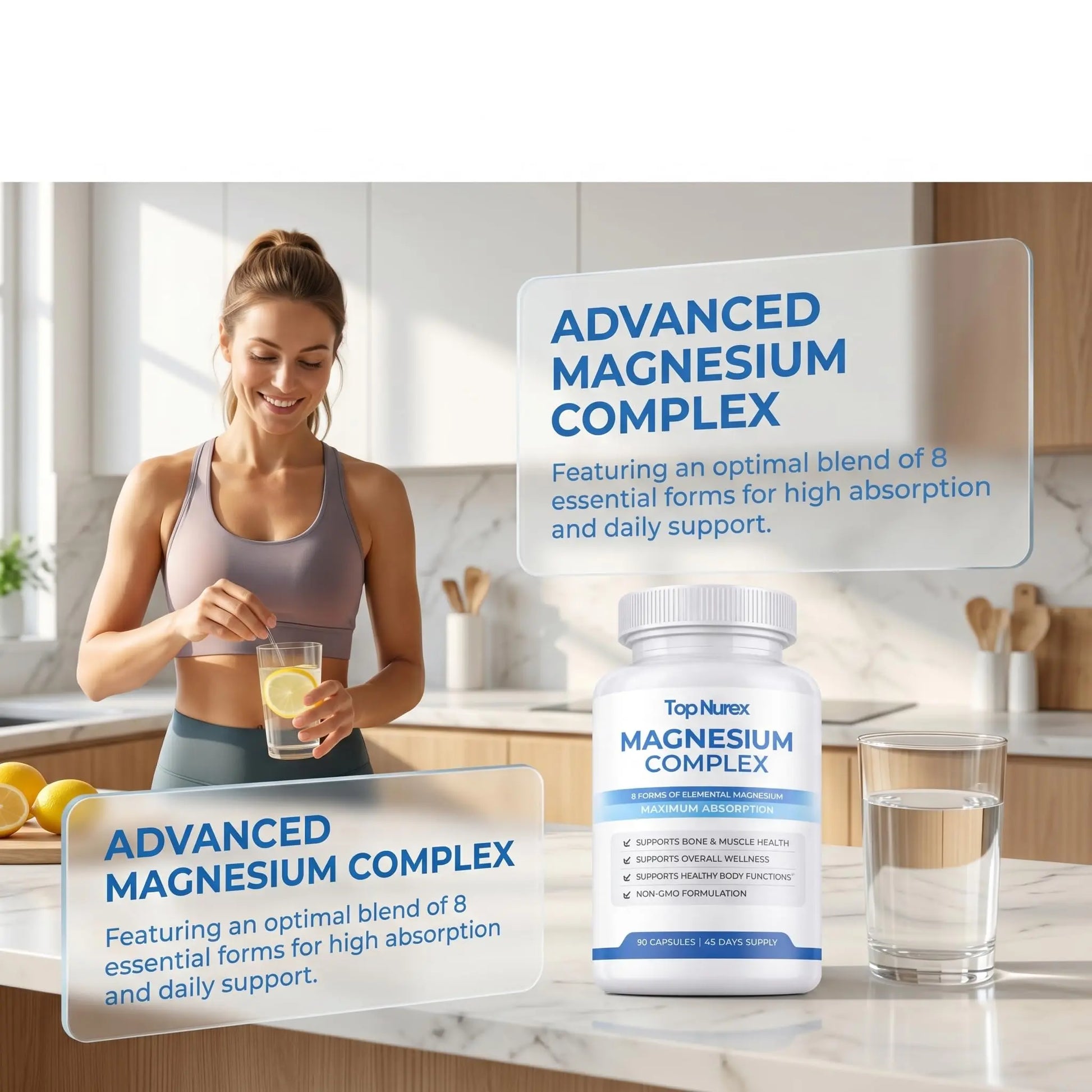 Top Nurex Magnesium Complex for Women & Men,1000mg High Absorption Blend, 8 Magnesium Forms Including Glycinate, Citrate & Malate, Daily Nutrient Support, Vegan Non-GMO, 90 Capsules (1 Pack) wuliao buy supplements Au