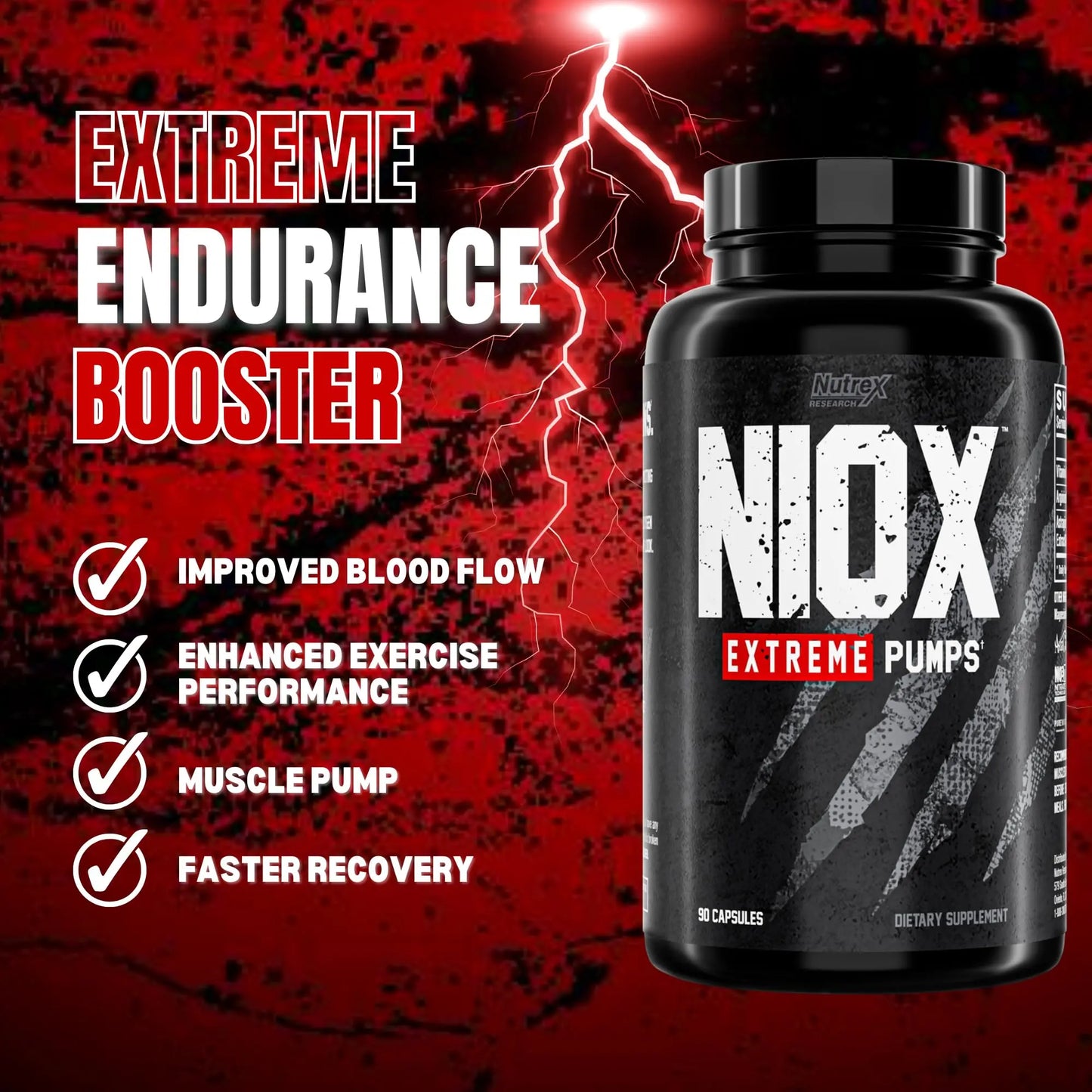 Nutrex Research NIOX Extreme Pumps - 180-Count Pre-Workout Pump Supplement Nutrex Research