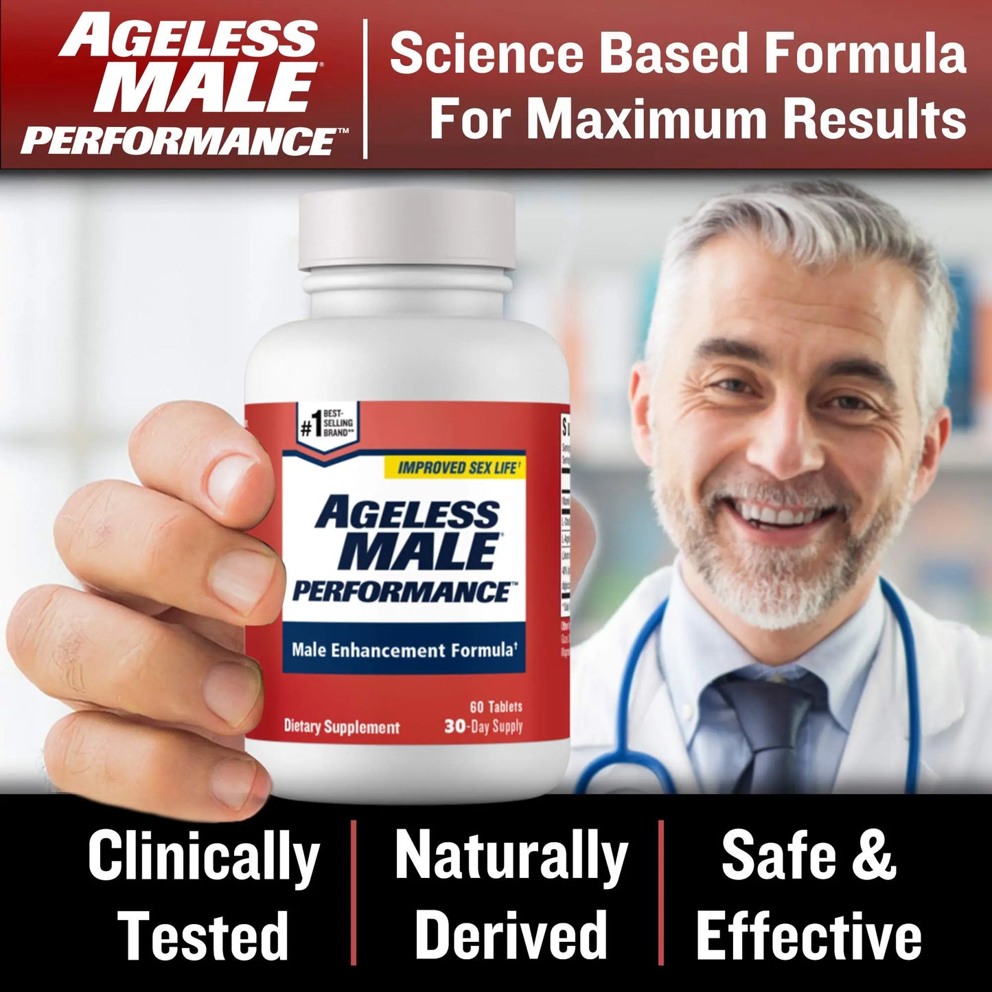 Ageless Male Performance Nitric Oxide Booster for Men - Promote Blood Circulation New Vitality