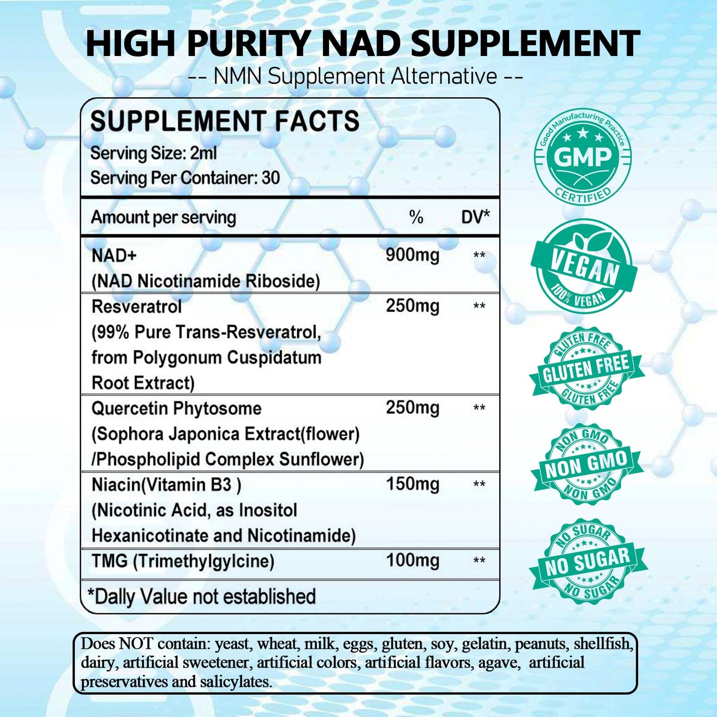 NAD Supplements for Women & Men, Liposomal NAD Nicotinamide Riboside Resveratrol 900mg, TMG, Quercetin, Vitamin B3, Organic Liquid NAD Resveratrol Supplement for Longevity, Energy, Anti-Aging, Focus WellVeraVidaBuy Supplements Australia