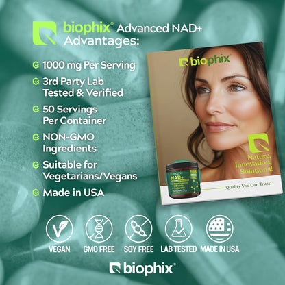 biophix NAD+ Liposomal Supplement for Women & Men - 1000 mg per Serving - Nicotinamide Riboside, Micronized Resveratrol & Quercetin Complex - 100 Veg Capsules - Non-GMO, Gluten-Free, cGMP Certified biophixBuy Supplements Australia