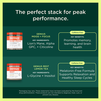 The Genius Brand Rise + Shine Nootropic – Cordyceps & Rhodiola Rosea – Caffeine-Free Energy & Mood Support – Focus, Clarity & Emotional Balance – 30 Servings The Genius BrandBuy Supplements Australia