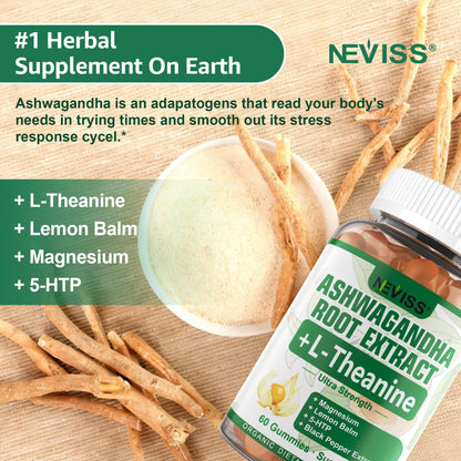 NEVISS Ashwagandha Gummies 2000mg, Feel Refreshed, Plus Proprietary Blend with L-Theanine, 5-HTP, Lemon Balm, Magnesium for Calm, Zzzs & Relaxation Support, 120 Count NEVISSBuy Supplements Australia