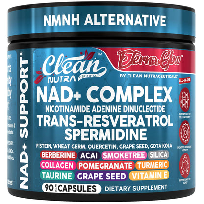 Clean NAD Supplement Resveratrol Liposomal NAD+ Spermidine Fisetin Wheat Germ Quercetin Grape Seed Extract Gotu Kola Berberine Astaxanthin Peptides for Women Energy 90 Capsules Clean NutraceuticalsBuy Supplements Australia